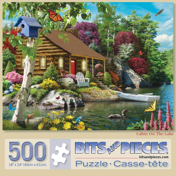 Bits and Pieces - 500 Piece Jigsaw Puzzle for Adults - Cabin On The Lake 500 - 500 pc Jigsaw by Artist Alan Giana