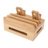 Bamboo Charging Station Multifunction 5 Ports Charging Station Rack for