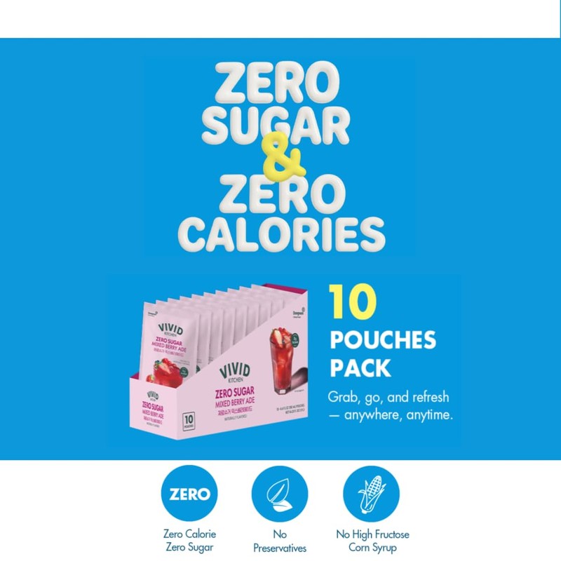 VIVID KITCHEN Peach Iced Tea Pouch Drinks – Zero Sugar,