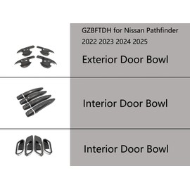 GZBFTDH Door Edge Guards Pull Handle Trim Cover Accesories for Nissan Pathfinder 2024 2023 2022, Car Auto Interior Exterior 5d Carbon Fiber Pattern Style Protector (Interior door bowl)