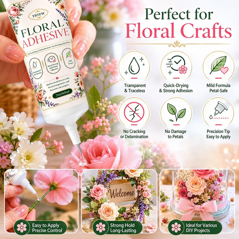 TBTFW Floral Adhesive, Floral Glue for Fresh Flowers-2.1oz
