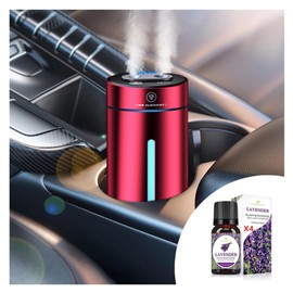 Smart Car Air Fresheners Rechargeable Ultrasonic Atomized Refreshing Experience Contains 4 Bottles of 10ml French Natural Fragrance Adjustable Concentration Auto On/Off Use in Car or Home(Wine red)