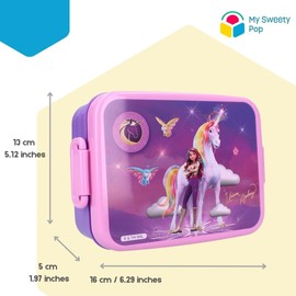 My sweety pop - Lunch Box - Lunch Box - Kids - Crib - Nursery - School - Holiday - Meal - 16cm - Gift Idea (Unicorn Academy - Purple)