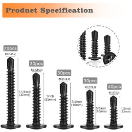 Nivithi 410 Stainless Steel M4.2 Self Tapping Screws Set for Wood Metal Plastic, Small Screws Assortment, Versatile Use, Self Tapping Screws for Metal, Screws for Various Applications (150-Piece Set)