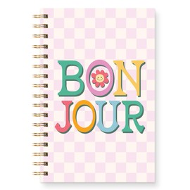 Studio Oh! Medium Spiral Notebook 5.75" x 8.75", Back to School Supplies & Cute College Essentials, Aesthetic Notebook for School, 160 Page Lined Paper, 100 GSM Paper Weight, Lay Flat Binding, Bonjour