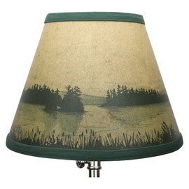 FenchelShades.com 5" Top Diameter x 9.5" Bottom Diameter x 7" Slant Height Fabric Barrel Lampshade Spider Hardware (Lakescape)