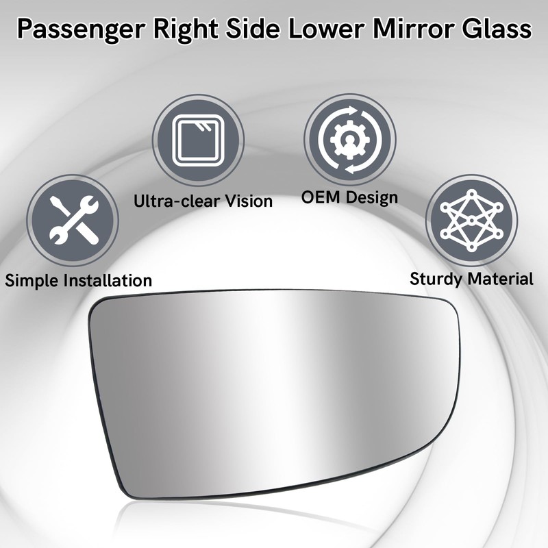 TOP-MAX Passenger Right Side Lower Mirror Glass Replacement for Ford