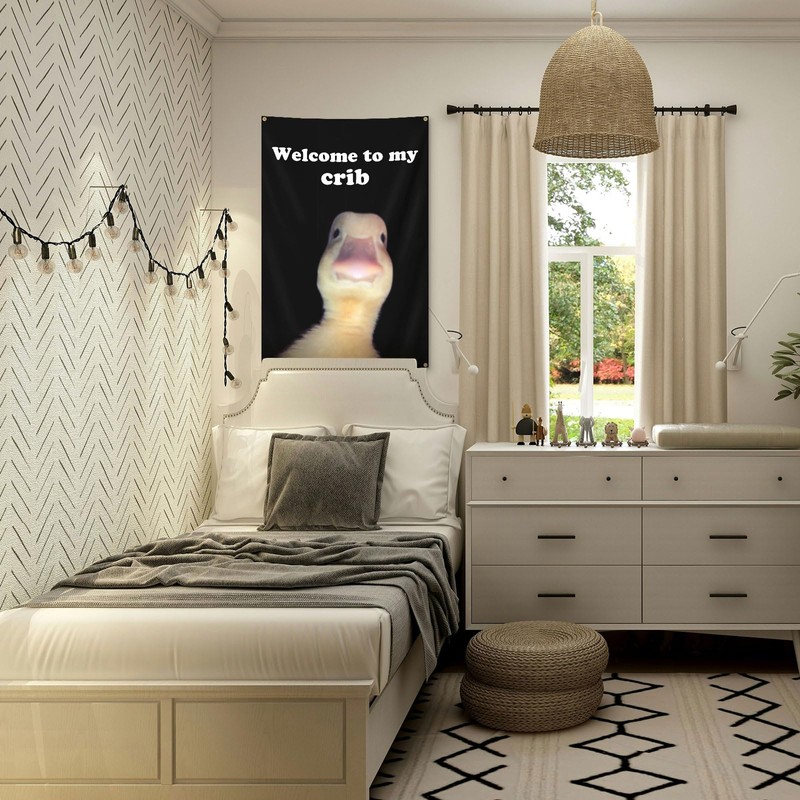 Generic Welcome to My Crib Duck Flag Funny Tapestries 2x3FT