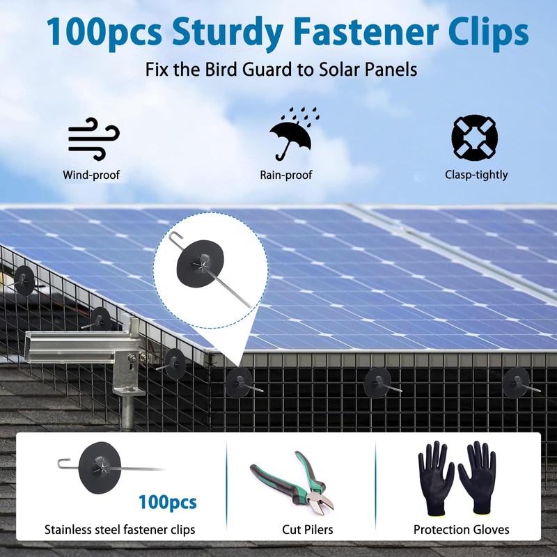 FUTRPOW Solar Panel Bird Guard,6inx150ft Critter Guard for Solar Panels,Black
