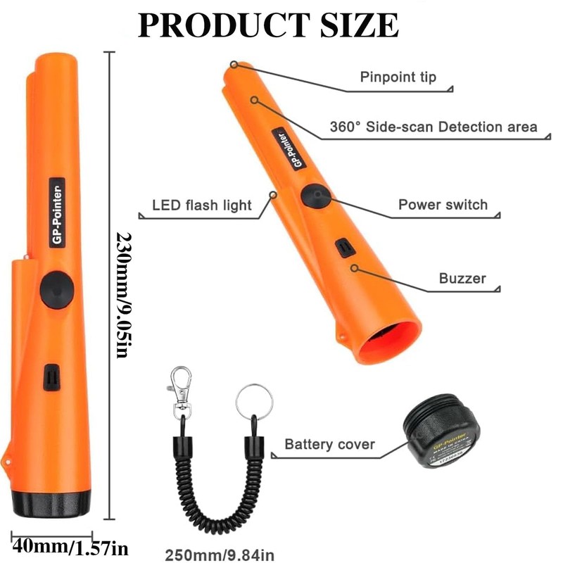 Metal Detector Pinpointer, 360° pin pointer metallsucher, Finder Pinpointer, IP66