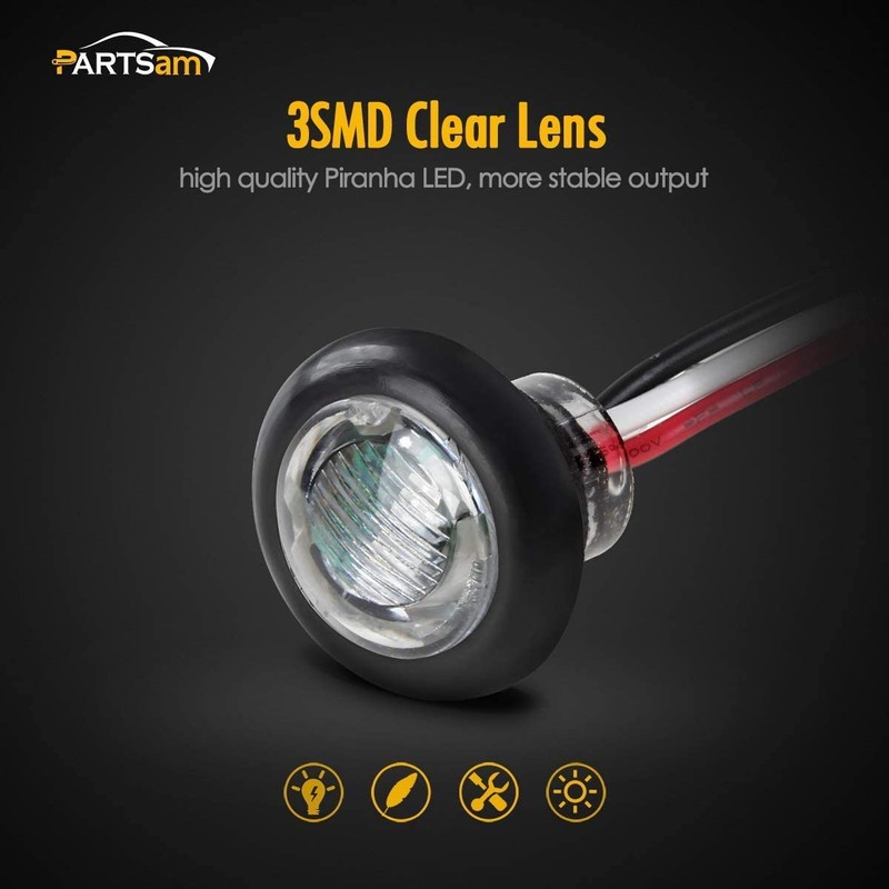 Partsam 10 Pcs 3/4 Inch Amber Round LED Lights, DOT