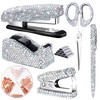Demissle 6 Pcs Bling Office Desk Accessories Set Crystal School