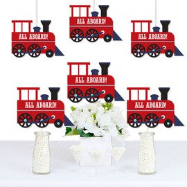 Big Dot of Happiness Railroad Party Crossing – Decoraciones de tren de vapor, fiesta de cumpleaños o baby shower, juego de 20 unidades
