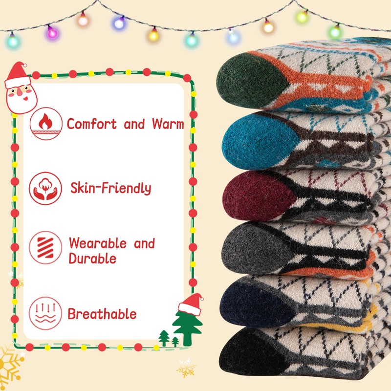 Comfoex Kids Wool Socks Warm Thick Thermal Cozy Soft Crew