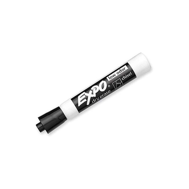 Expo Low Odor Dry Erase Markers, Chisel Tip, Black Ink,