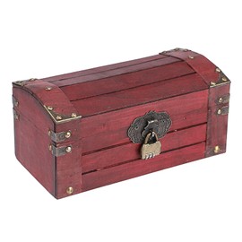 SUMNACON Wooden Pirate Treasure Chest Box with Lock, Decorative Souvenir Storage Box Keepsakes Storage Organizer Rectangle Jewelry Trinket Chest Vintage Pirate Chest for Keepsakes