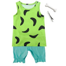 xianhsuxo Caveman Costume Kids Girls Set Clothing Set Cosplay (Green,4 years)