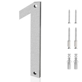 5 Inch House Numbers for Outside 1 - Easy Installation With Screw Set, Includes Hardware for Flush or Floating Mount, Silver Acrylic Address Mailbox Numbers for Door, Exterior, Porch