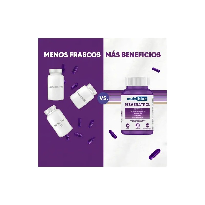 Suplemento Nutricional Multiblue Resveratrol Cápsulas Antioxidante Semilla Uva Vitamina
