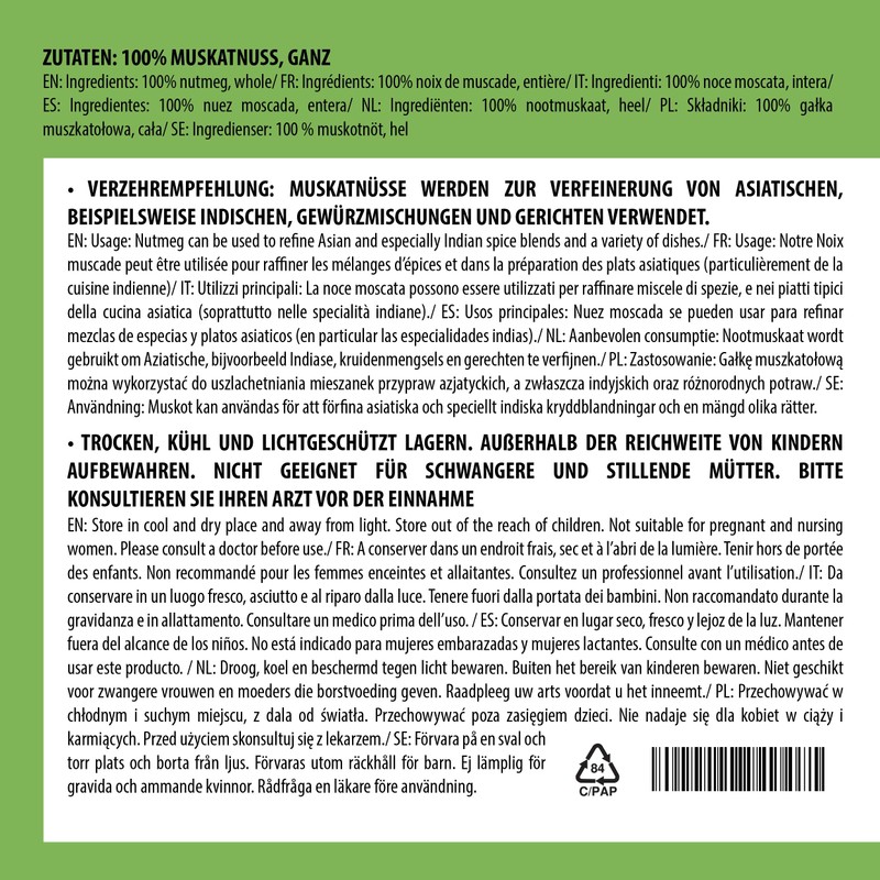 Nutmeg Whole, Nutmeg Nutmeg 100% Natural, Natural without Additives, Vegan