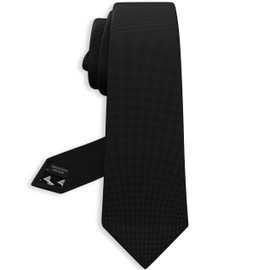 Black Tie Premium Mens Slim Oxford Matt Necktie Tuxedo Classic Black Premium Corbatas-Produced (Black, Slim 2.35")