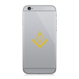 Pair of Freemasonry Emblem Cell Phone Stickers Mobile Freemason Masonic - Gold