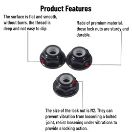 10 PCS Hex Self Lock Nuts M2 CNC Aluminum Flanged Nylon Self Locking Nut Metal Hex Nuts Black