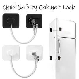 White Refrigerator Lock for Children, Mini Fridge Locks for Kids, Freezer Lock, Used in Refrigerator Door, Cabinets, Drawers, Toilet Seat (Pads Size: 1.9 x 2.3 in)82