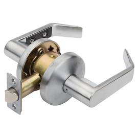 Dynasty Hardware Commercial Door Lock Keyed Lever Lockset, ADA Compliant, Light Duty Door Handle with Lock for Office, Entry, or Warehouse Use, Satin Chrome Finish, Model AUS-00-26D