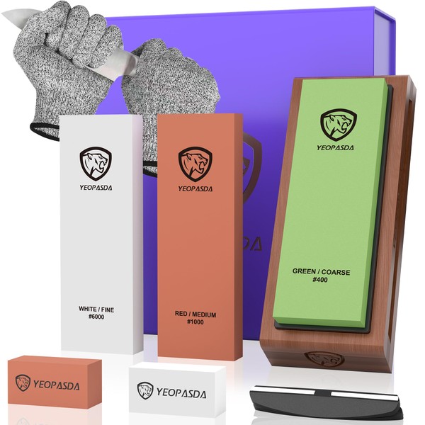 Premium Knife Sharpening Stone Kit - YeopAsda 3 Sides Grit