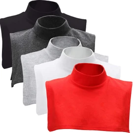 Fake Turtleneck Dickey Detachable Collars Set Half Top Mock Blouse Collar for Women Men,White, Dark Gray, Gray, Red, Black,5 Pieces
