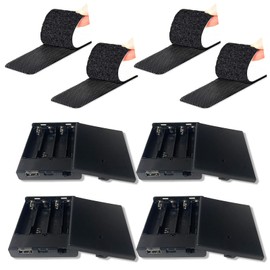 Neisouf USB Battery Pack for LED Lights, 4AA 4-6V Black Battery Pack with Adhesive for LED Strip Lights (4 Pack)