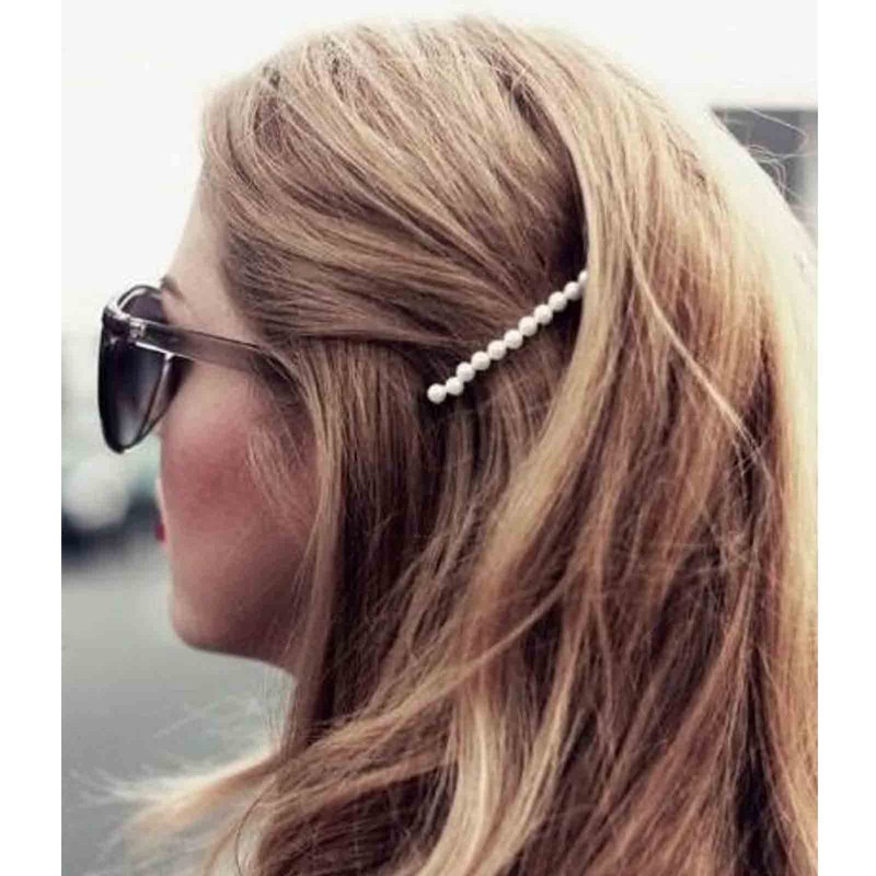 Yheakne Clip de pelo de perlas retro con perlas francesas
