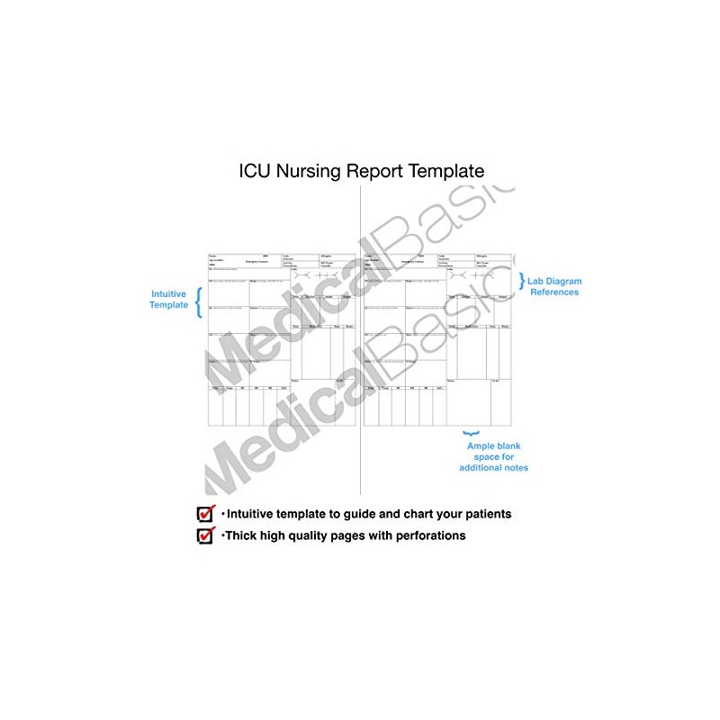 ICU Nursing Notebook - large print patient template notebook, quick