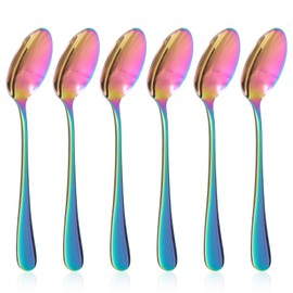 HJZHII Pack of 6 Stainless Steel Teaspoons, Rainbow, 14 cm Coffee Spoon, Espresso Spoon, Dessert Spoon, Small Spoon, Latte Macchiato Spoon for Tea, Coffee, Dessert, Home, Kitchen, Restaurant