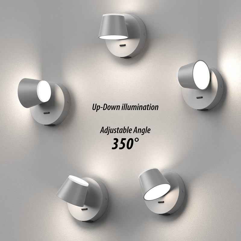 URSOLA Wall Light LED Wall Sconce with On/Off Switch USB