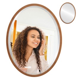 19.1 x 25.1 Gold Oval Mirror Beveled Wood Frame - Vertical & Horizontal Wall Hanging - High Glass - Bathroom Mirror for Over Sink, Home Decor, Vanity, Bedroom, Living Room, Entryway (Sunset Gold)