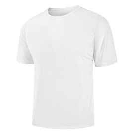 JumGear-Life Mens Workout Shirts Dri Fit T-Shirts White Short Sleeve Fishing Running Gym Hiking Tee Summer Casual Sun UPF Shirts Rash Guard Polyester Dry Fit Tshirts XL