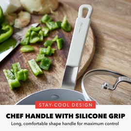 GreenPan x Bobby Flay 2.53QT Saucepan with Glass Lid, Professional Grade Aluminum, PFAS & PFOA-Free Ceramic Nonstick, Induction Suitable, Stay-Cool Silicone Handle, Dishwasher & Oven Safe, Cream