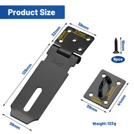 5 Inch Padlock Hasp, 304 Stainless Steel Lock Latch Hasp, Safety Hasp with Screws Lock Device Door Fitting for Door Window Cabinet