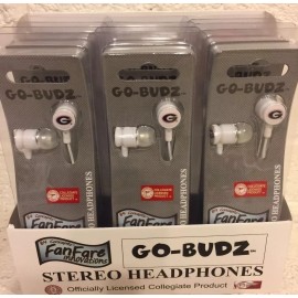 Fan Fare Innovations Case Georgia Bull Dogs EARBUDS Go-Budz College Team Stereo Headphones 12 PACK