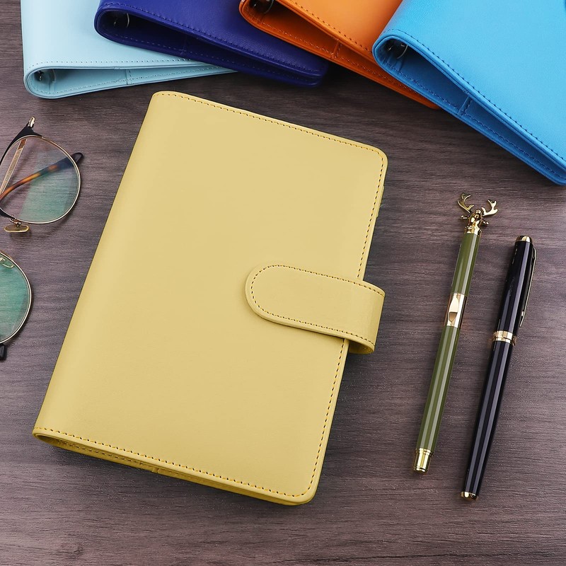 Antner A6 PU Leather Budget Binder Refillable 6 Ring Notebook