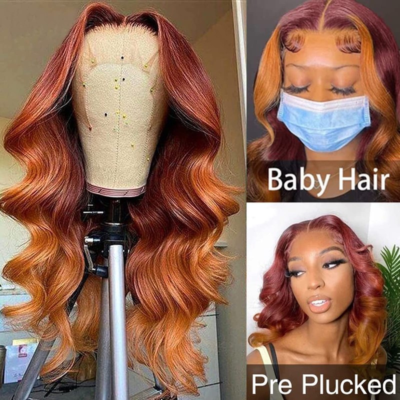 haha Ginger Ombre Lace Front Wig Human Hair 13x4 Hd