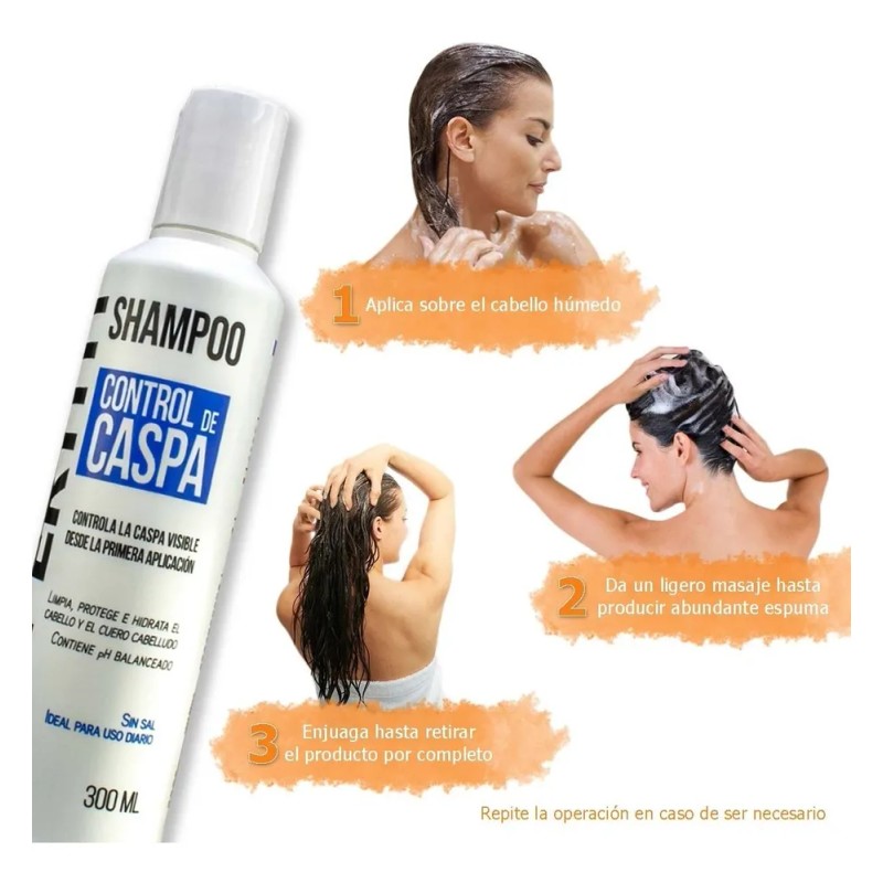 Shampoo Sin Sal Para Control De Caspa Nefertiti 300ml