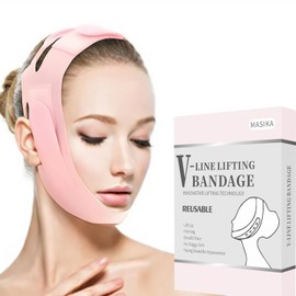 MASIKA Soft Silicone Chin Strap for，V-Line Mask Chin Up Mask V Shaped Face Mask Chin strap for sleeping, Jaw Exerciser，chin wrap,Pink