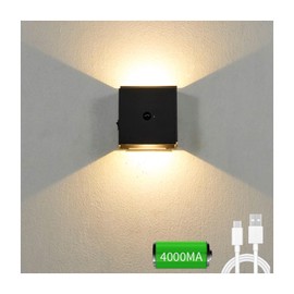 Kingshowstar Motion Sensor Wall Sconce Indoor Black Modern LED Wall Light Magnetic Stair Lights,3 Lighting Modes,Rechargeable Wall Lamp with 4000mAh Battery for Hallway, Bathroom, Bedroom Warm White
