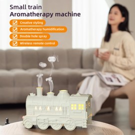 HIROGA Essential Oil Diffuser,300ml Train Diffuser, Train Humidifier,Remote Control,Cool Mist Humidifier with 2 Light 2 Mist Mode,Auto Shut-Off for Home Office Hotel Kids Bedroom (Small Train White)