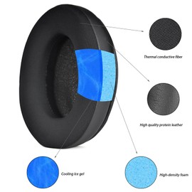 XBERSTAR Earpads for Sony WH-CH710N CH710N CH720 CH700 - Cooling Gel Memory Foam and Leather Ear Pads Black