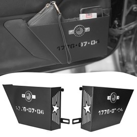 Riasdy Metal Front Door Storage Box, Side Insert Organizer Box Pockets Compatible with 2007-2018 Jeep Wrangler JK 2/4 Door 2pcs Interior Storage of Jeep Wrangler JK Accessories