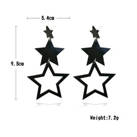Zhang shine Multilayer Acrylic Big Star Dangle Drop Earrings for Women, Colorful Neon Geometric Pentagram Long Tassel Earrings Y2k 80s Party Charm Jewelry-Tri color B